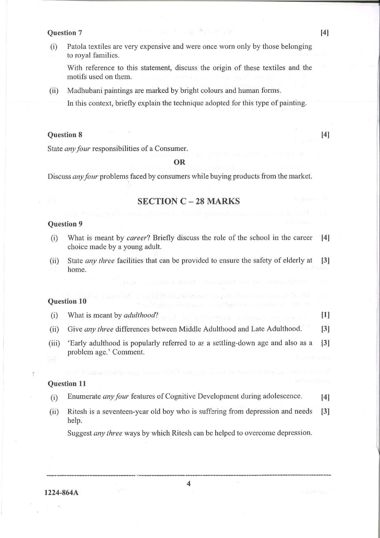 ISC 2024 Home Science Question Paper for Class 12 — page 4