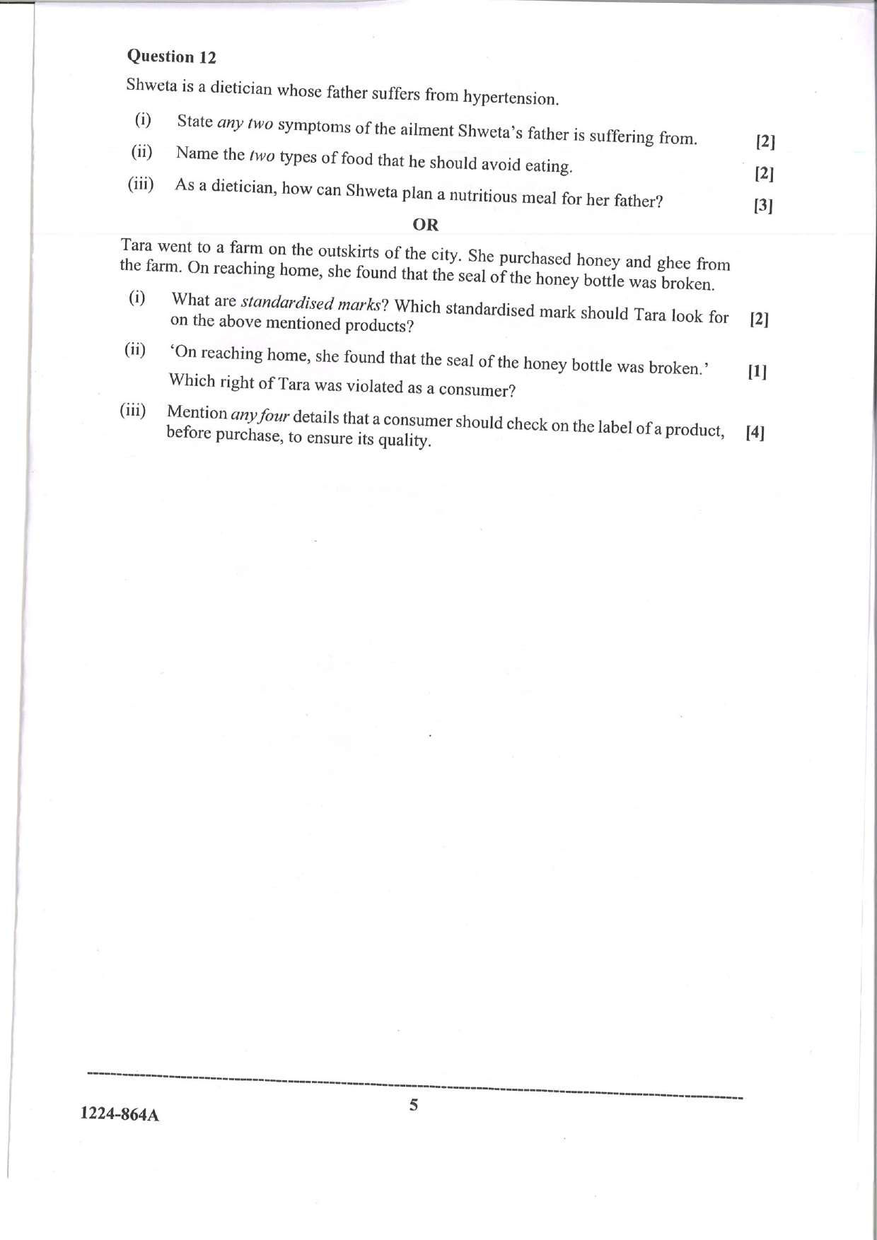ISC 2024 Home Science Question Paper for Class 12 — page 5