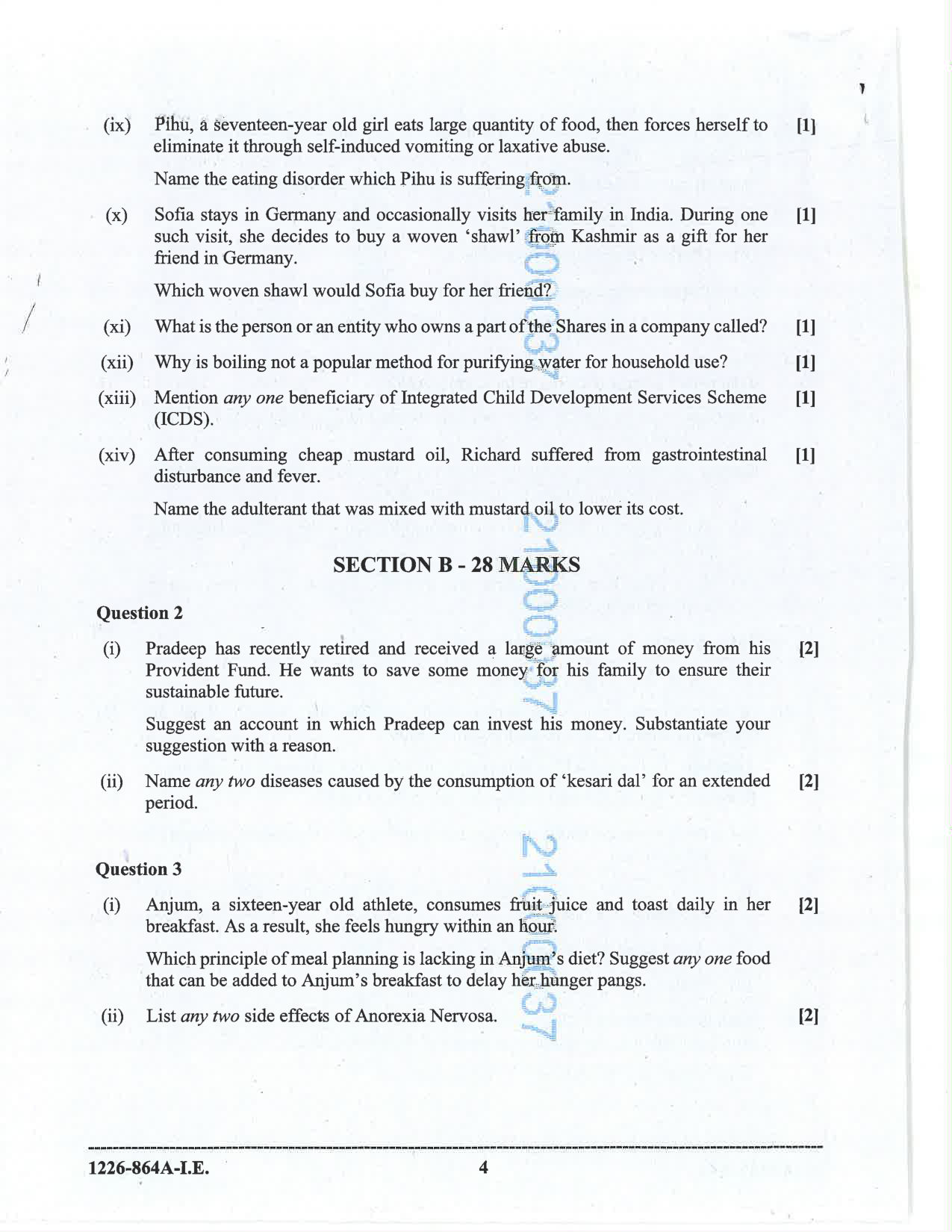 ISC 2026 Home Science Improvement Examination Question Paper for Class 12 — page 4