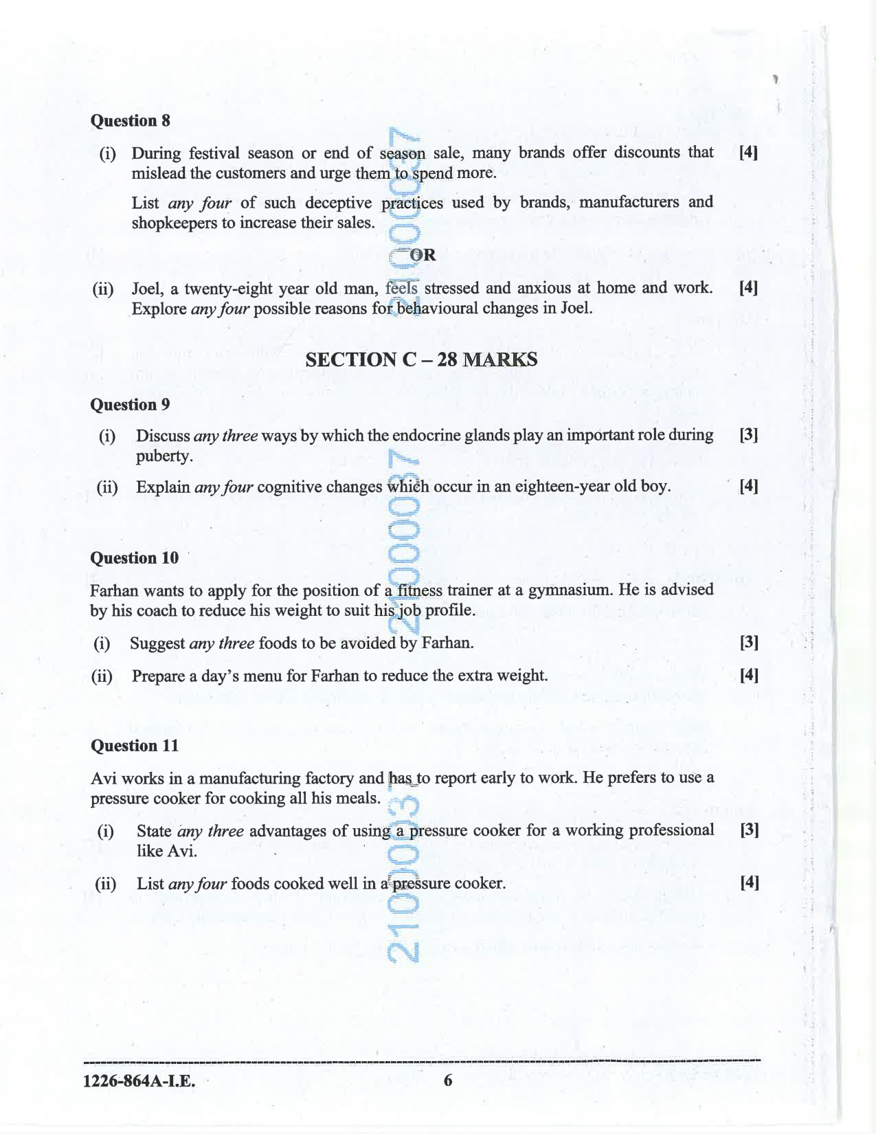 ISC 2026 Home Science Improvement Examination Question Paper for Class 12 — page 6
