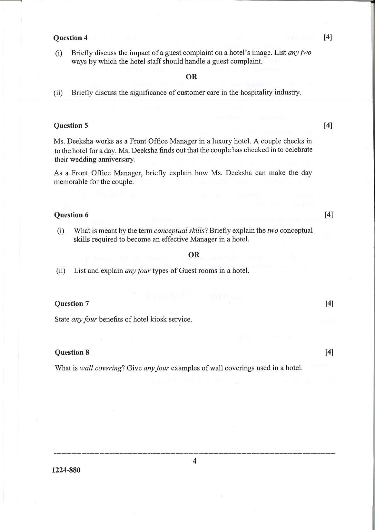 ISC 2024 Hospitality Management Question Paper for Class 12 — page 4