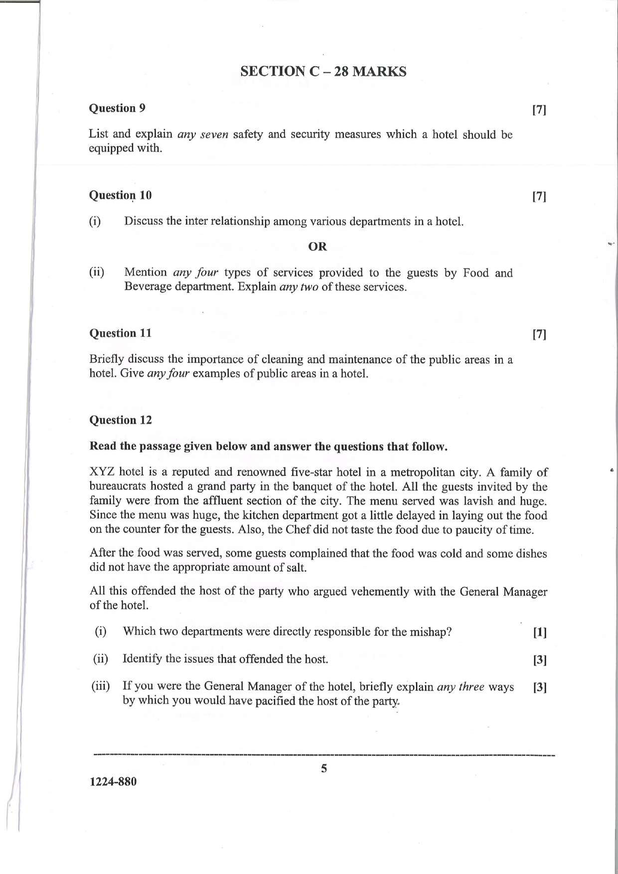 ISC 2024 Hospitality Management Question Paper for Class 12 — page 5