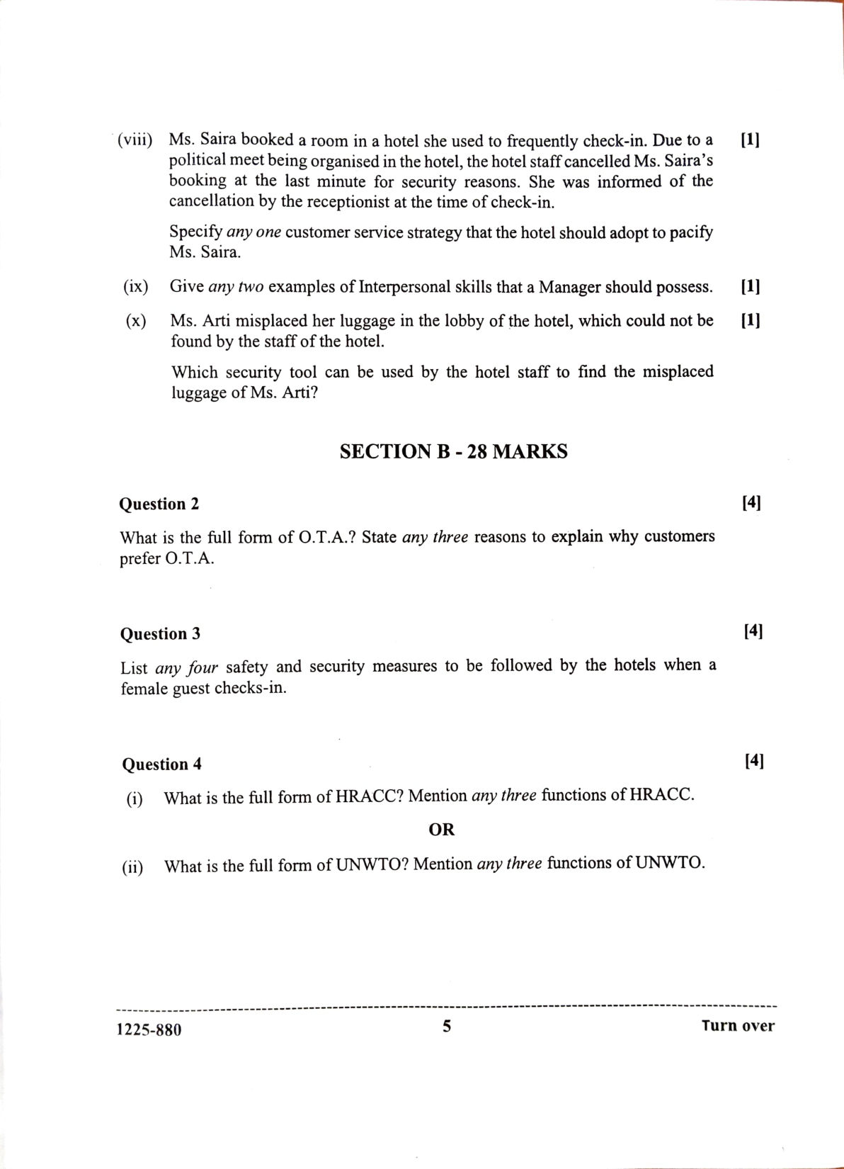 ISC 2025 Hospitality Management Question Paper for Class 12 — page 5