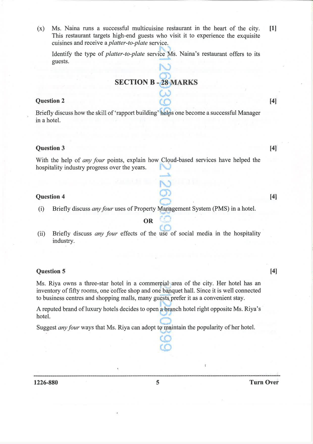 ISC 2026 Hospitality Management Question Paper for Class 12 — page 5