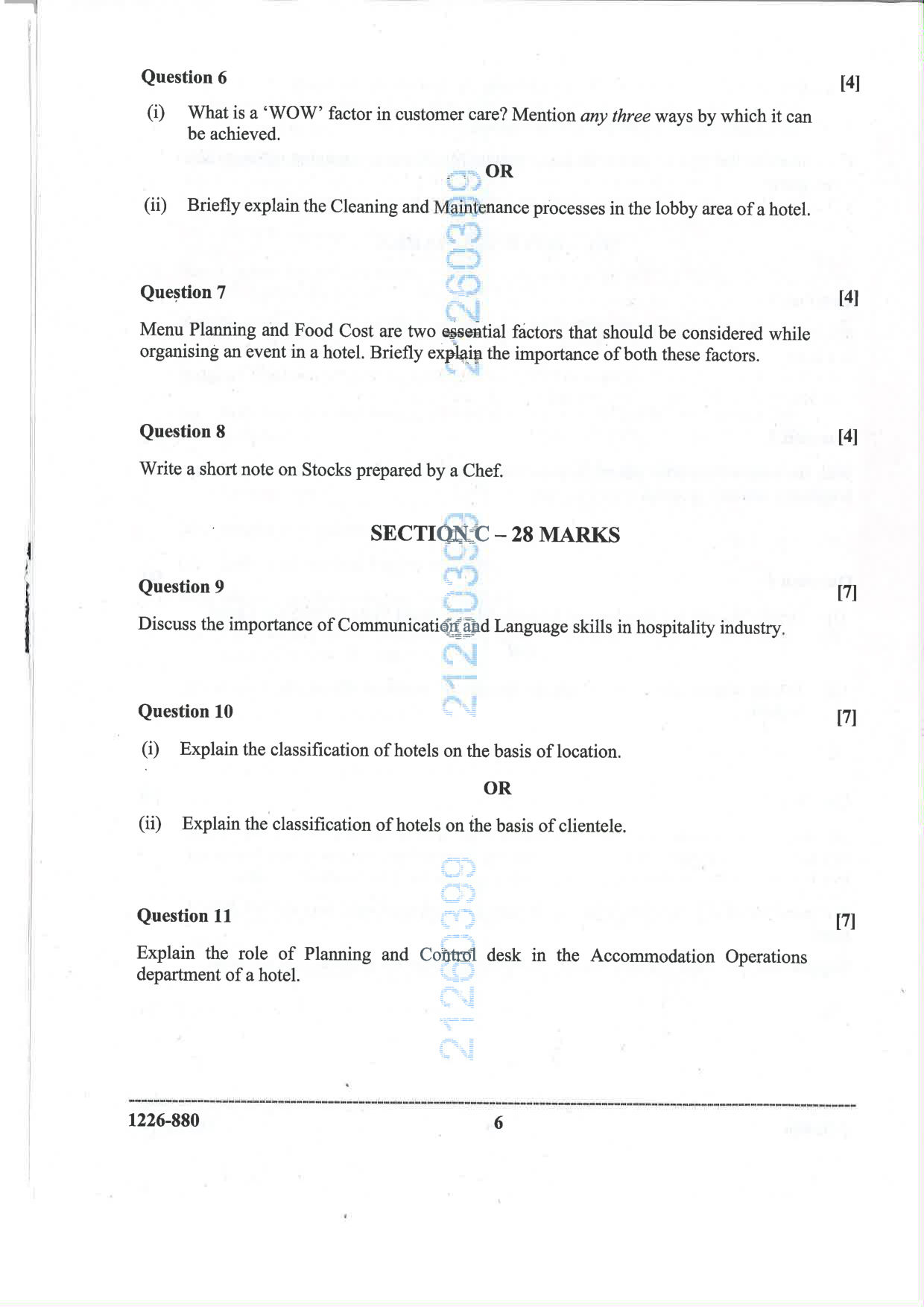 ISC 2026 Hospitality Management Question Paper for Class 12 — page 6