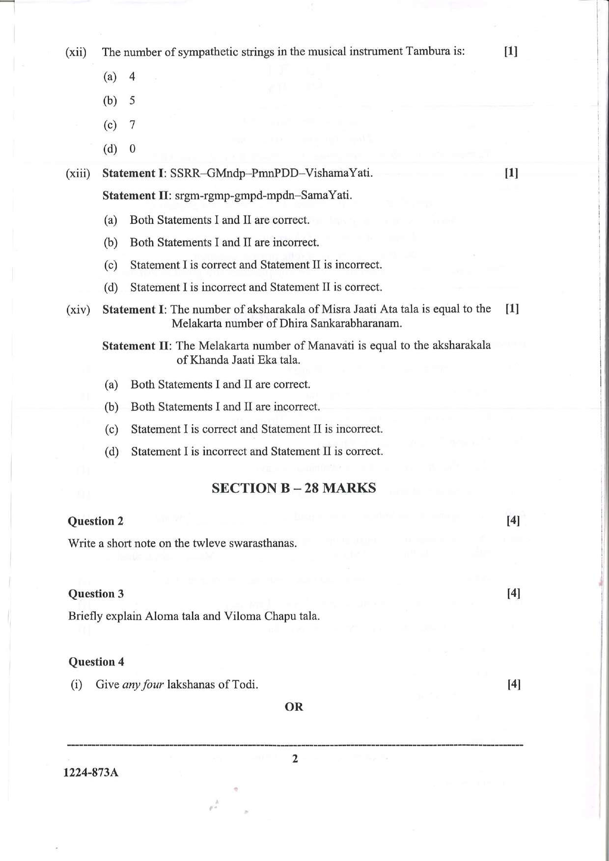 ISC 2024 Indian Music (Carnatic) Question Paper for Class 12 — page 2