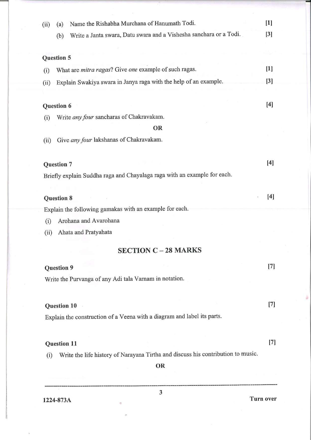 ISC 2024 Indian Music (Carnatic) Question Paper for Class 12 — page 3