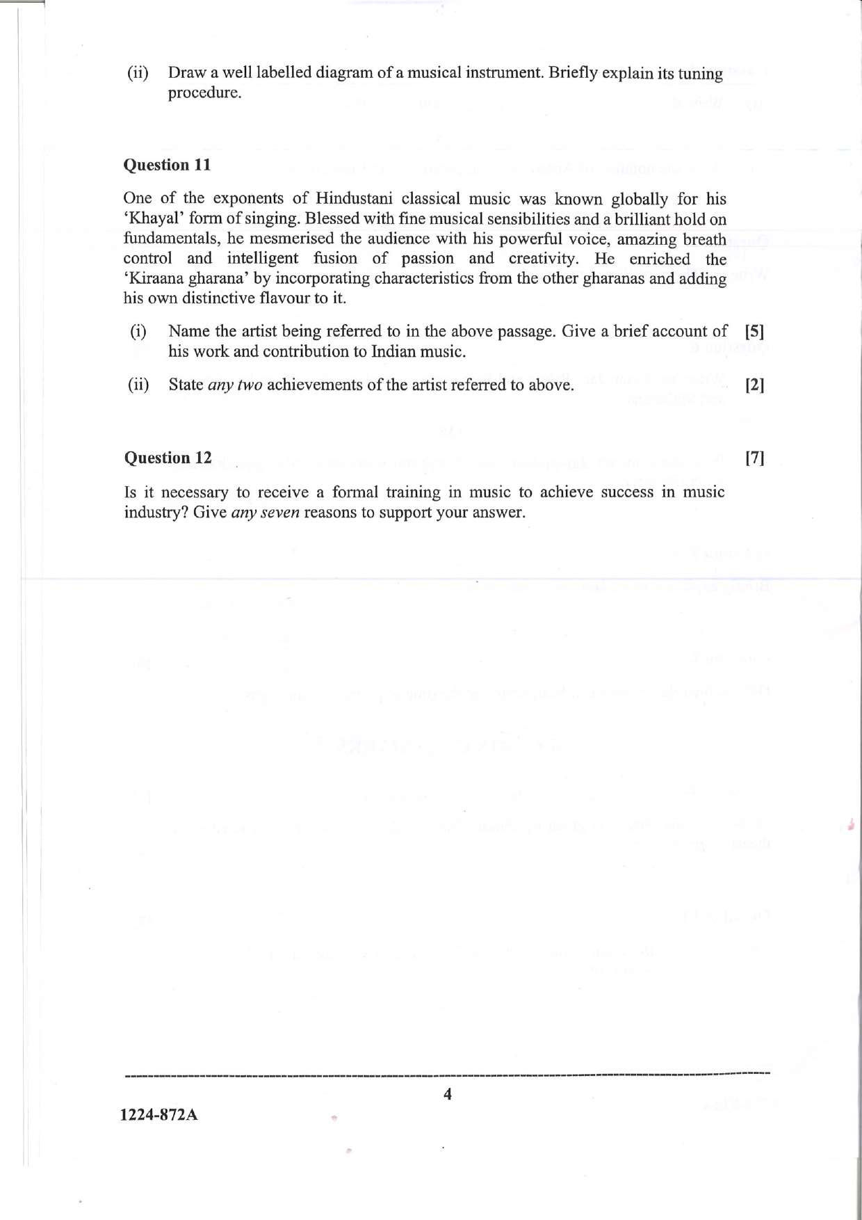 ISC 2024 Indian Music (Hindustani) Question Paper for Class 12 — page 4