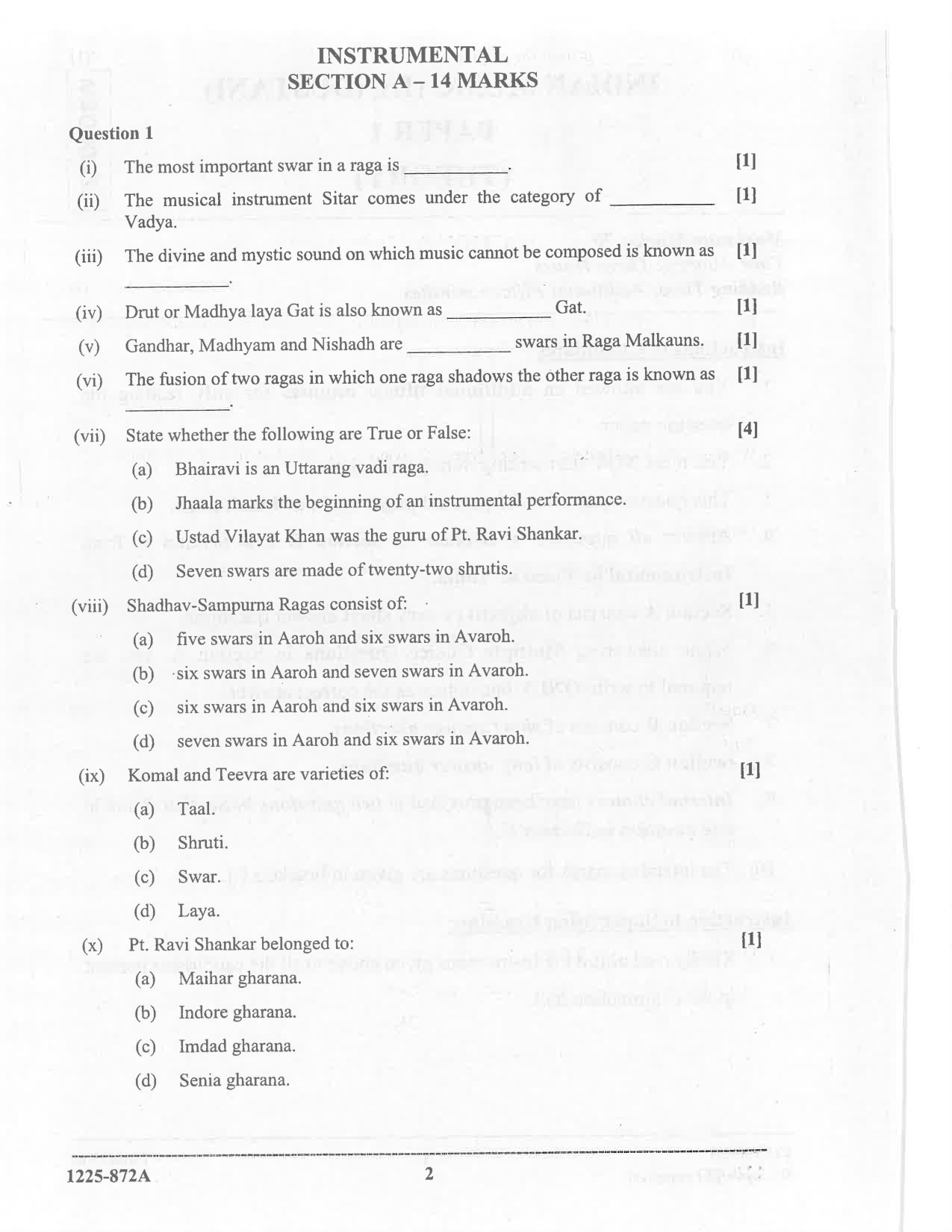ISC 2025 Indian Music (Hindustani) Question Paper for Class 12 — page 2