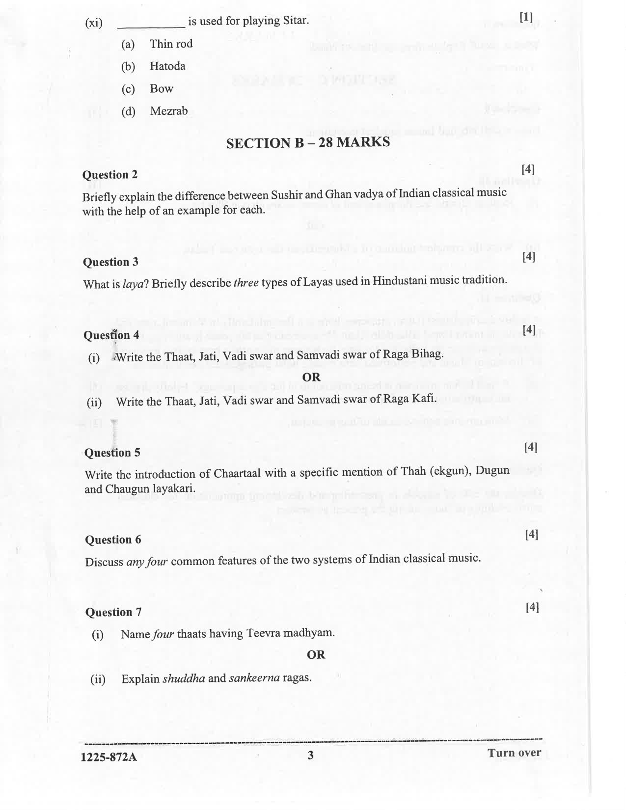 ISC 2025 Indian Music (Hindustani) Question Paper for Class 12 — page 3