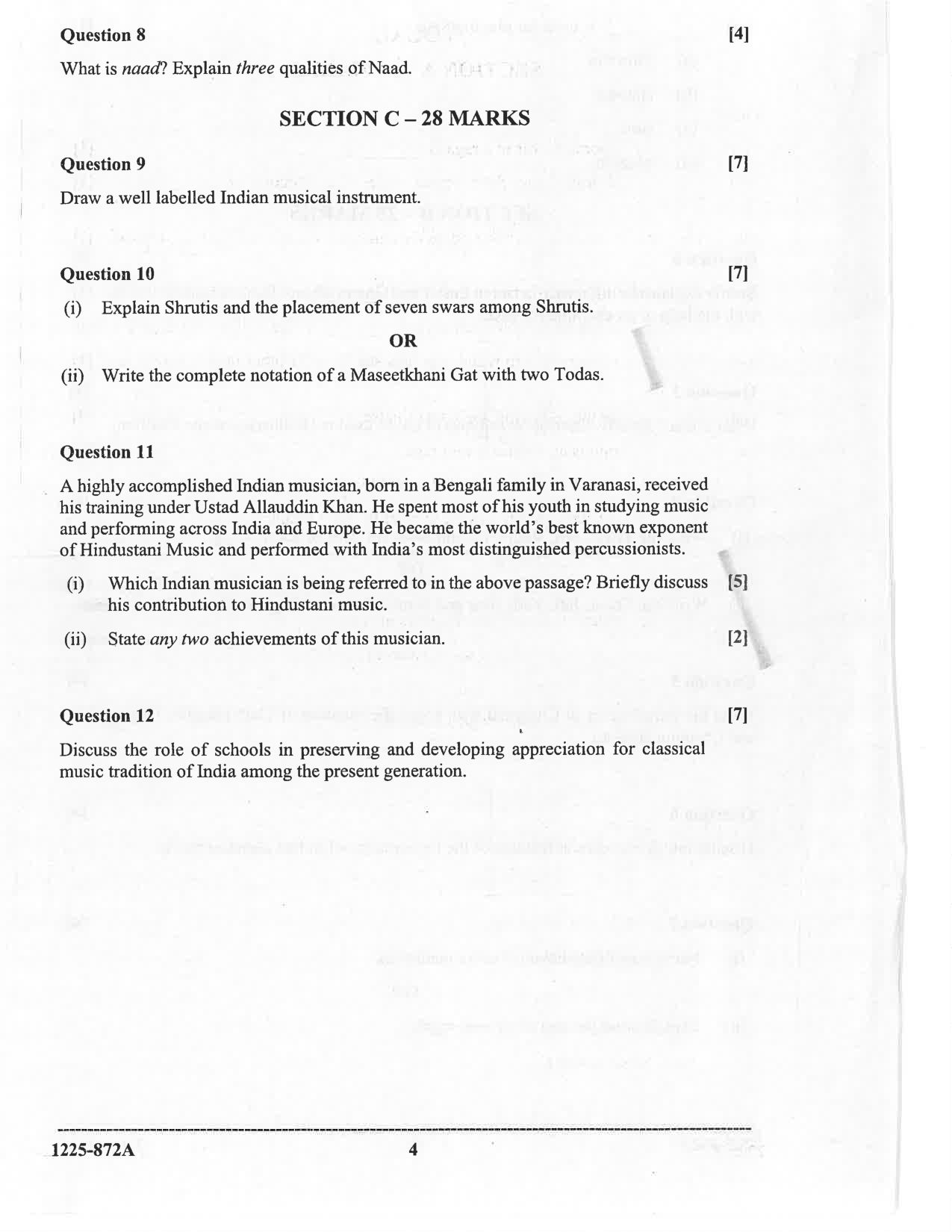 ISC 2025 Indian Music (Hindustani) Question Paper for Class 12 — page 4
