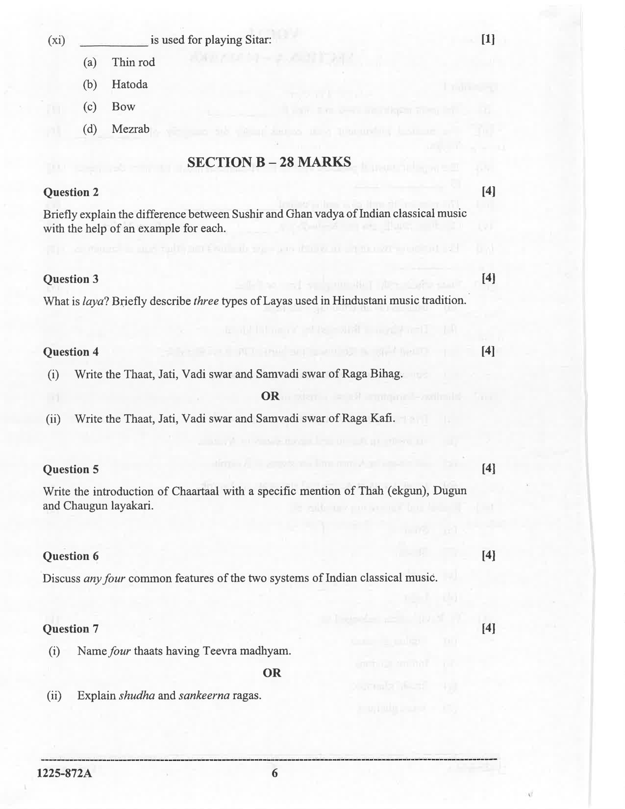ISC 2025 Indian Music (Hindustani) Question Paper for Class 12 — page 6