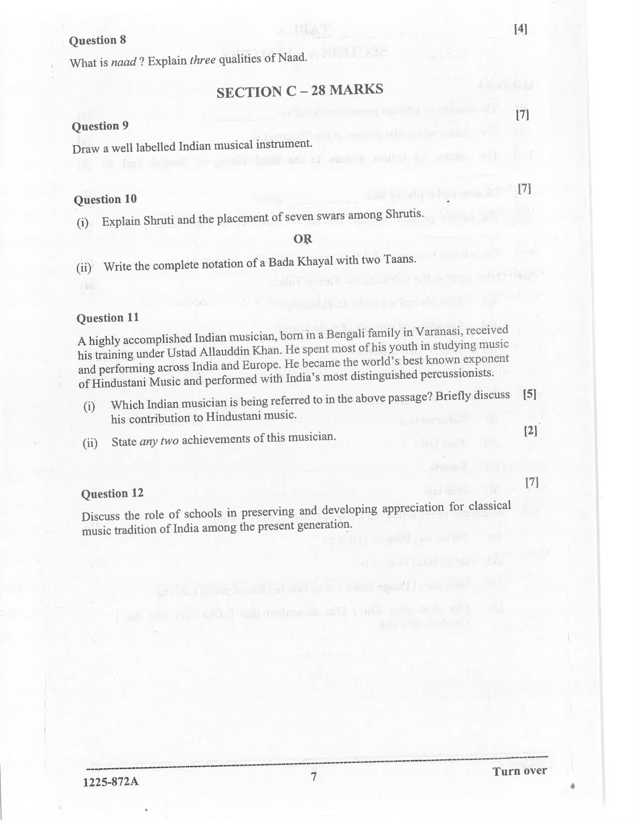 ISC 2025 Indian Music (Hindustani) Question Paper for Class 12 — page 7