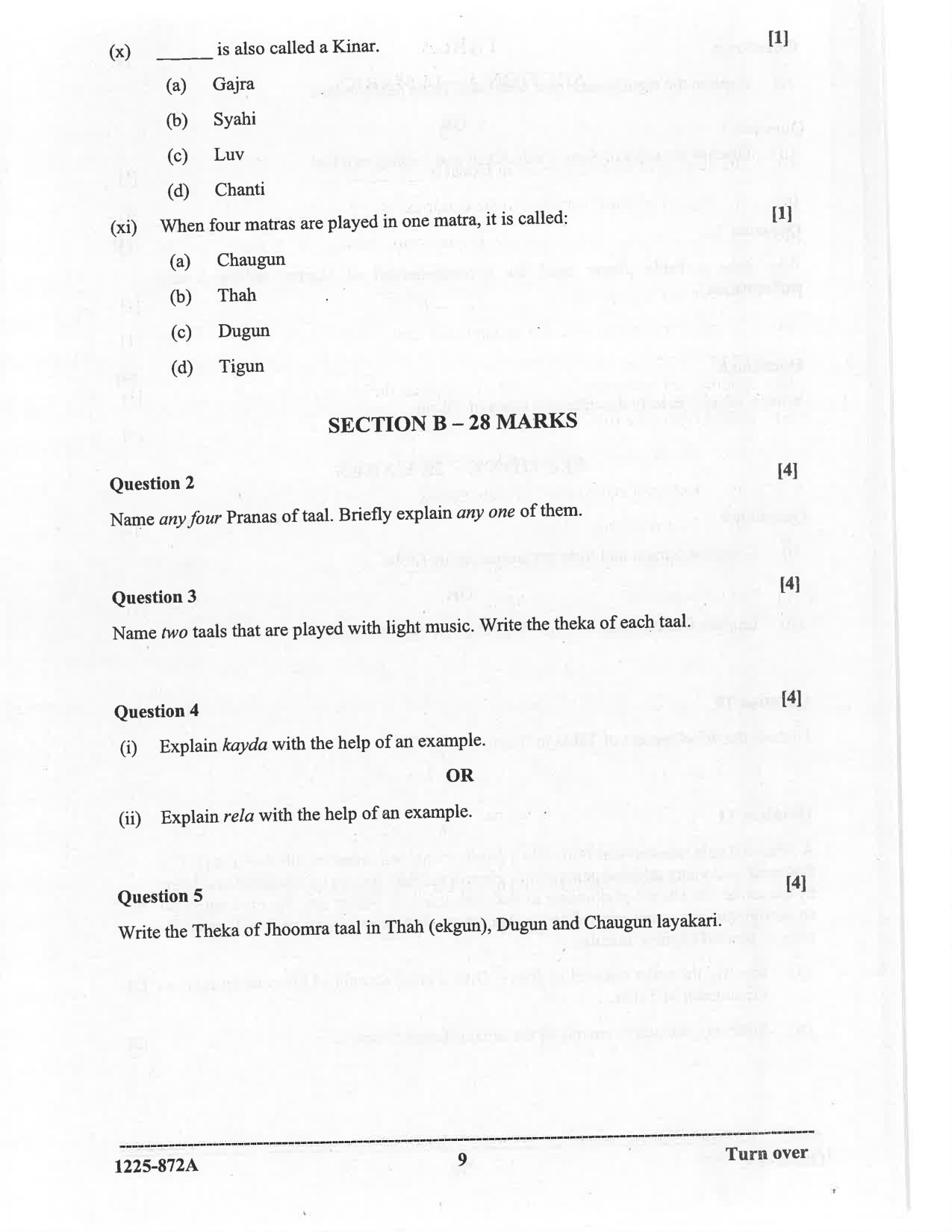 ISC 2025 Indian Music (Hindustani) Question Paper for Class 12 — page 9