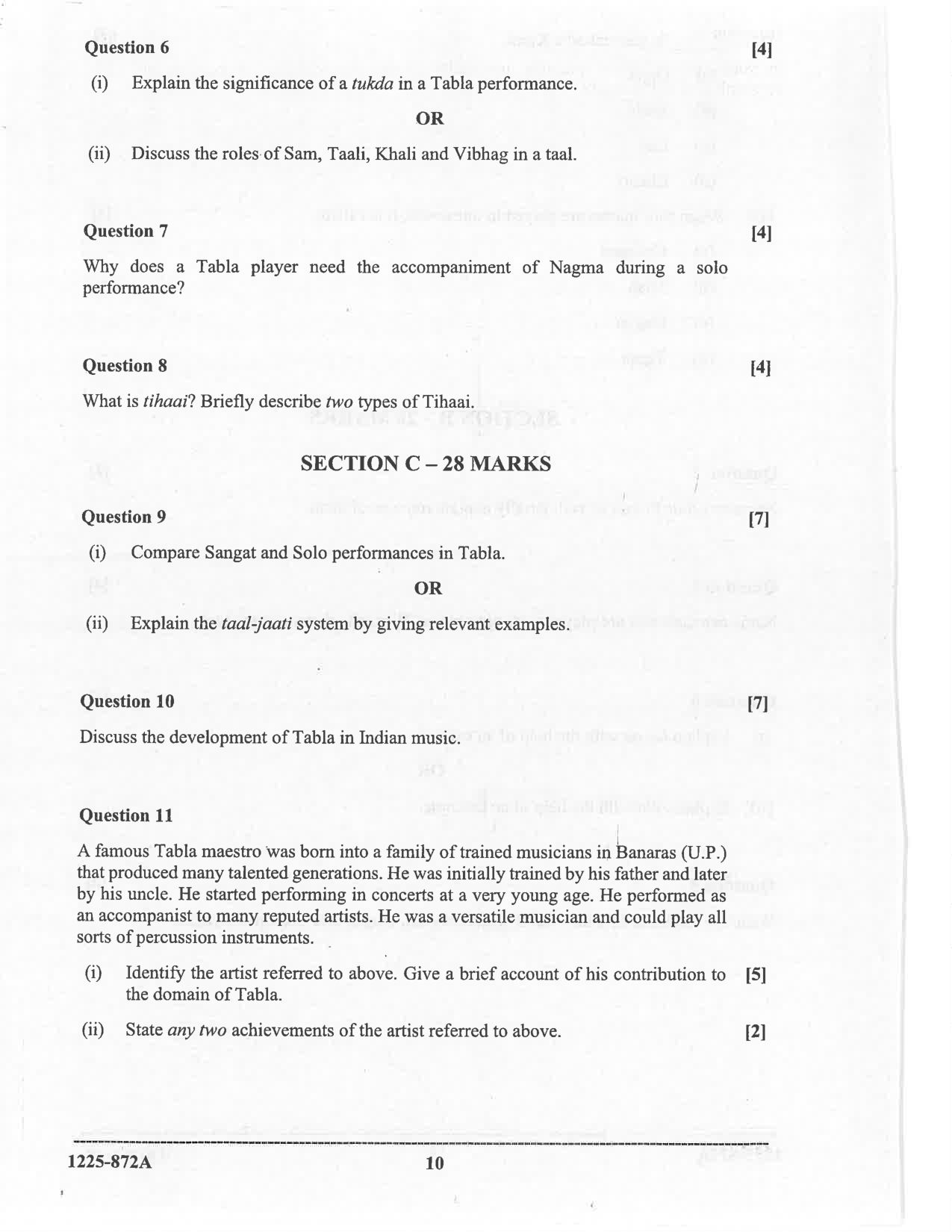 ISC 2025 Indian Music (Hindustani) Question Paper for Class 12 — page 10