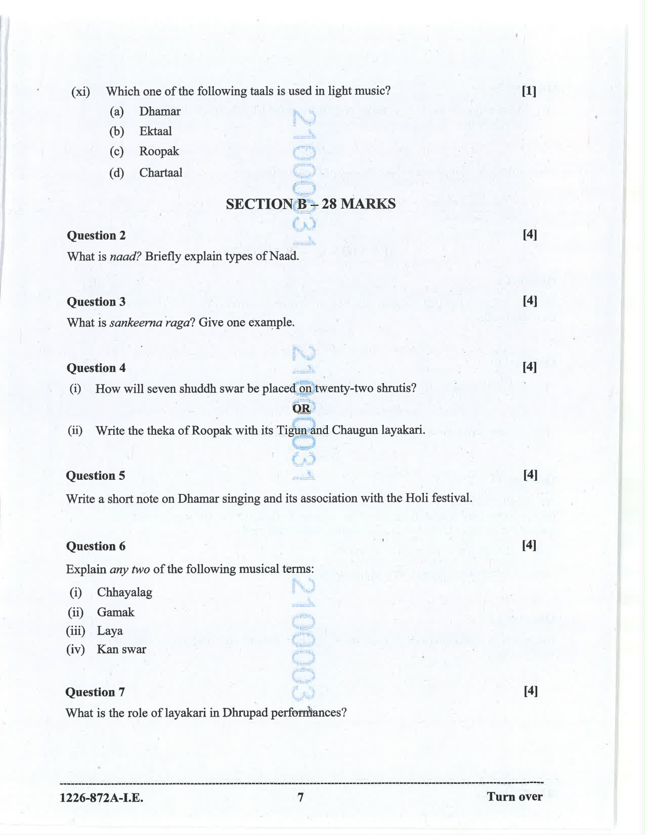 ISC 2026 Indian Music (Hindustani) Improvement Examination Question Paper for Class 12 — page 7