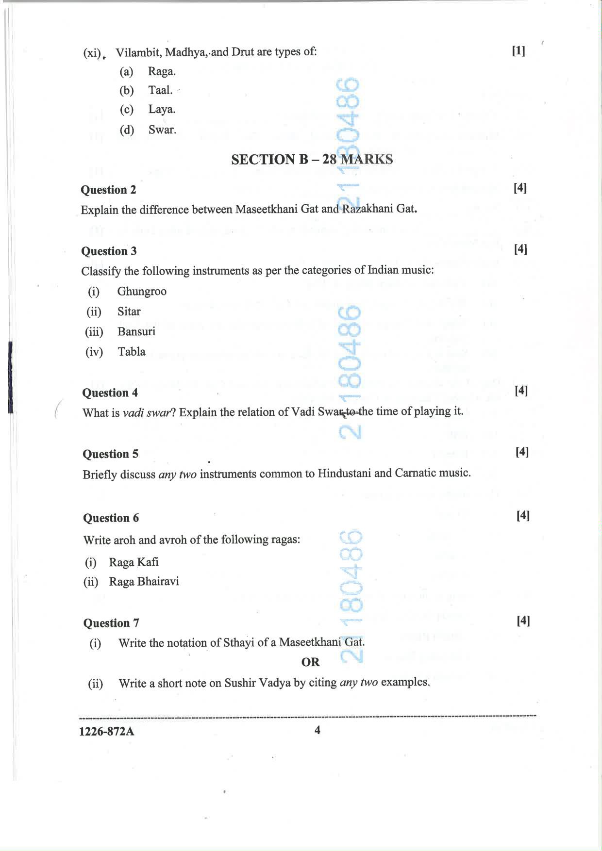 ISC 2026 Indian Music (Hindustani) Question Paper for Class 12 — page 4