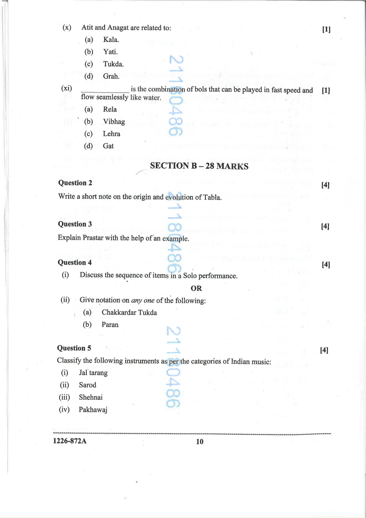 ISC 2026 Indian Music (Hindustani) Question Paper for Class 12 — page 10