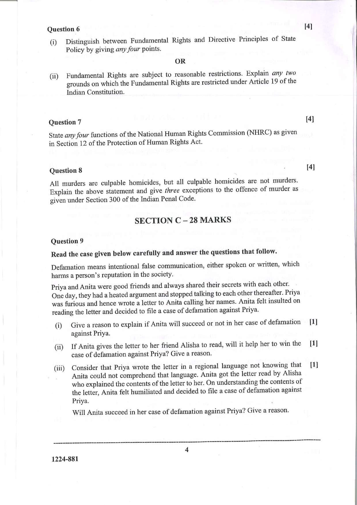 ISC 2024 Legal Studies Question Paper for Class 12 — page 4