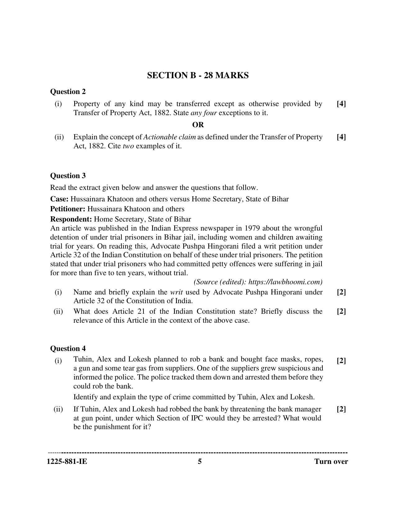 ISC 2025 Legal Studies Improvement Examination Question Paper for Class 12 — page 5
