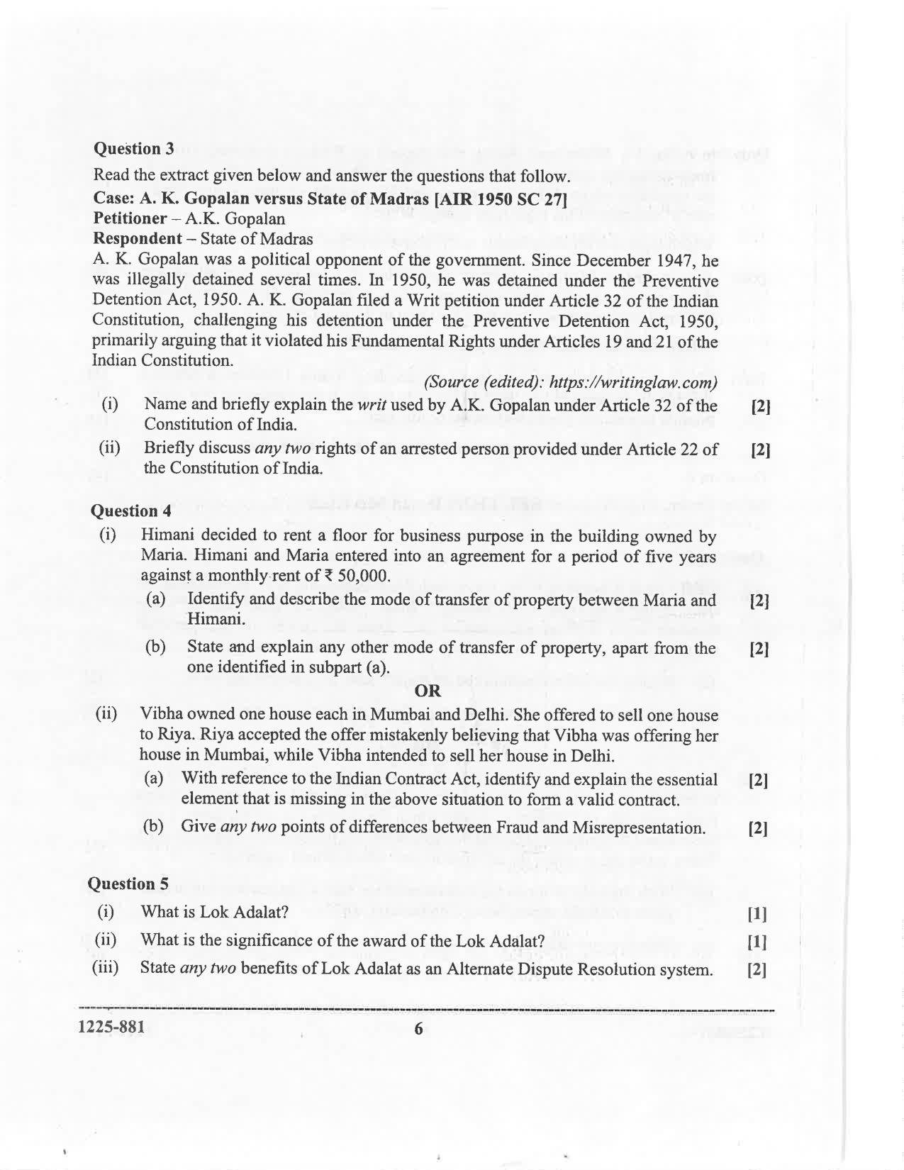 ISC 2025 Legal Studies Question Paper for Class 12 — page 6