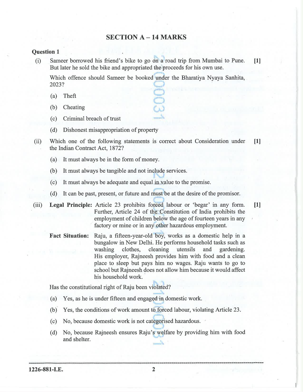 ISC 2026 Legal Studies Improvement Examination Question Paper for Class 12 — page 2