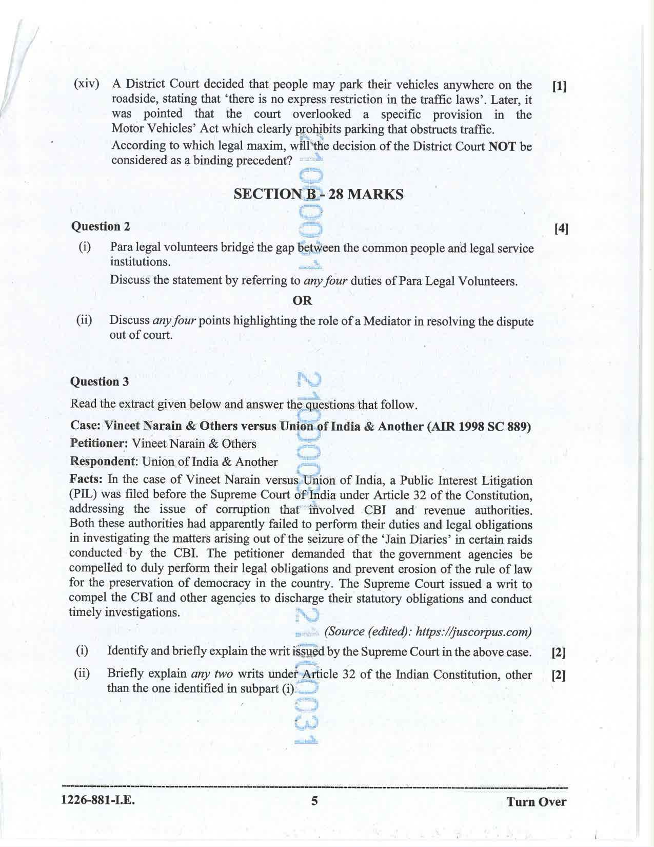 ISC 2026 Legal Studies Improvement Examination Question Paper for Class 12 — page 5