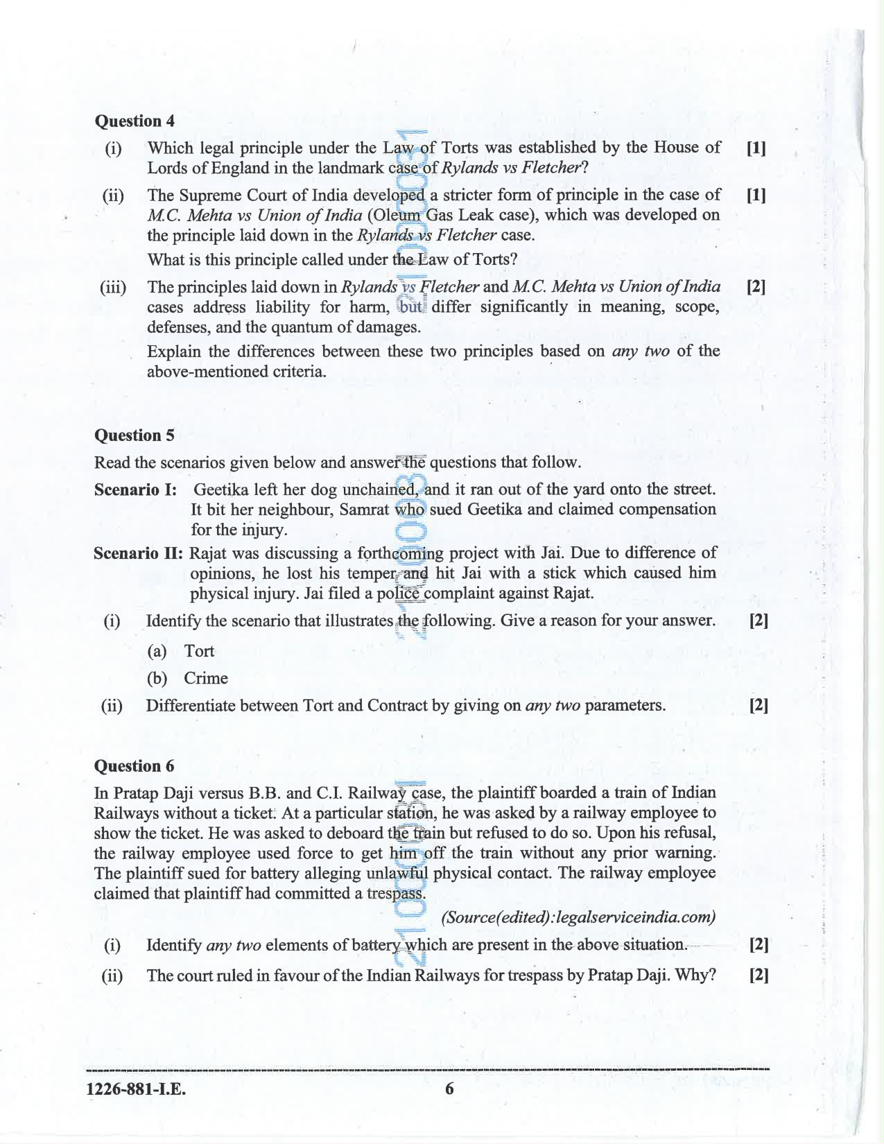 ISC 2026 Legal Studies Improvement Examination Question Paper for Class 12 — page 6