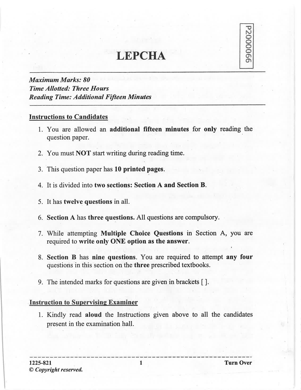 ISC 2025 Lepcha Question Paper for Class 12 — page 1