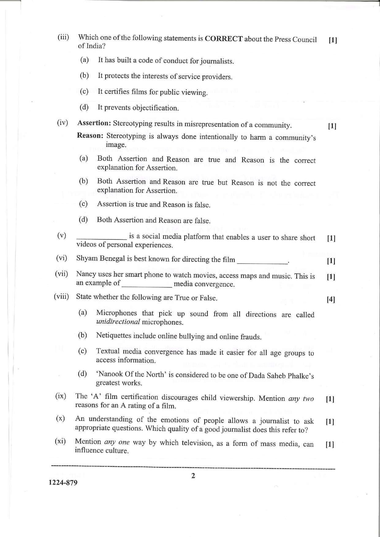 ISC 2024 Mass Media and Communication Question Paper for Class 12 — page 2
