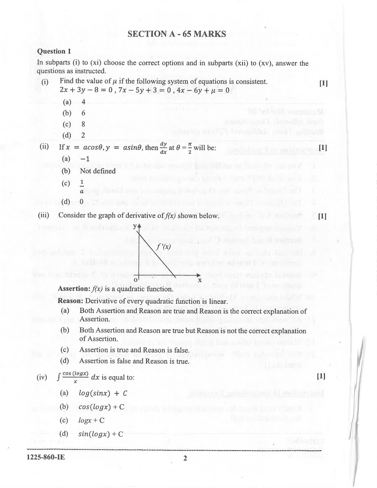 ISC 2025 Mathematics Improvement Examination Question Paper for Class 12 — page 2
