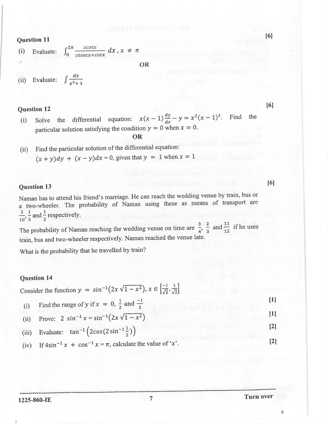 ISC 2025 Mathematics Improvement Examination Question Paper for Class 12 — page 7