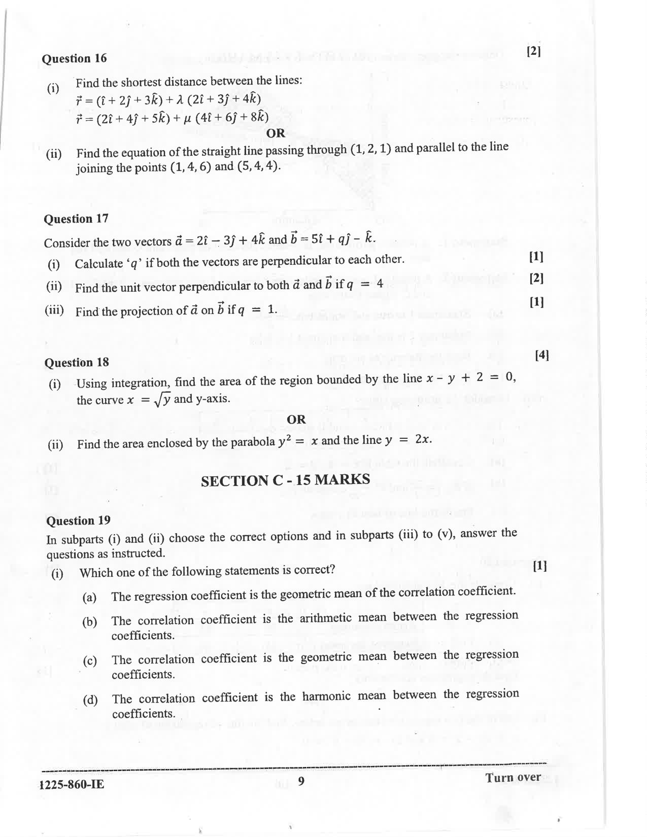 ISC 2025 Mathematics Improvement Examination Question Paper for Class 12 — page 9