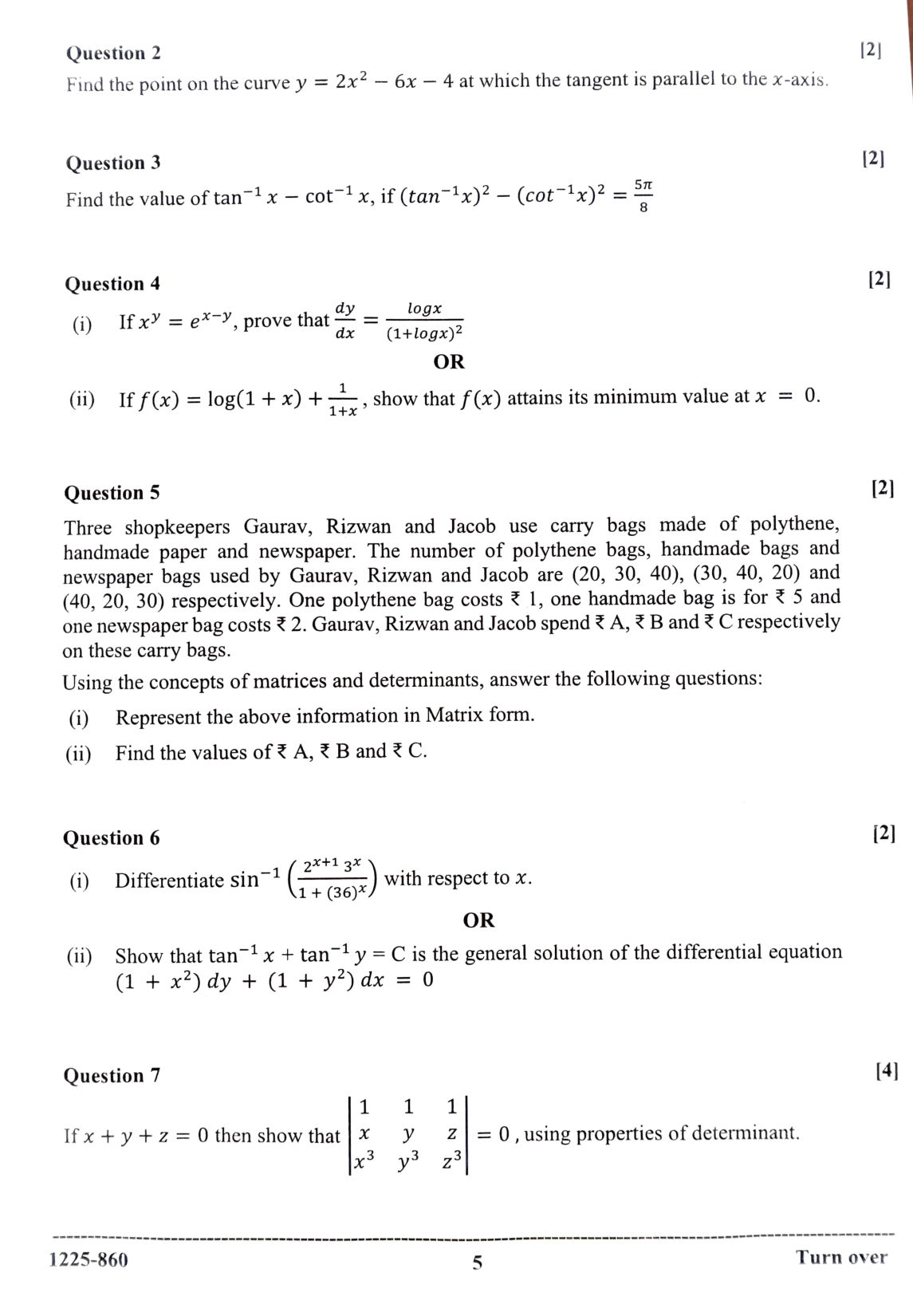ISC 2025 Mathematics Question Paper for Class 12 — page 5