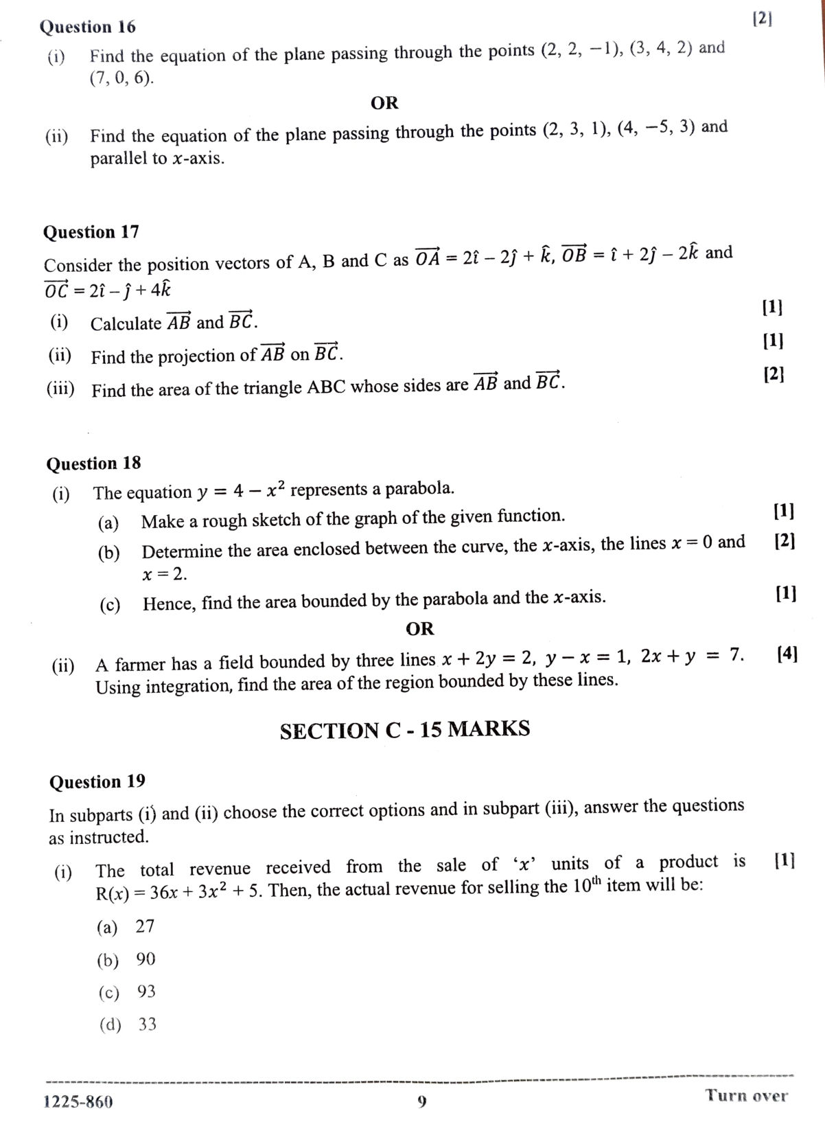 ISC 2025 Mathematics Question Paper for Class 12 — page 9