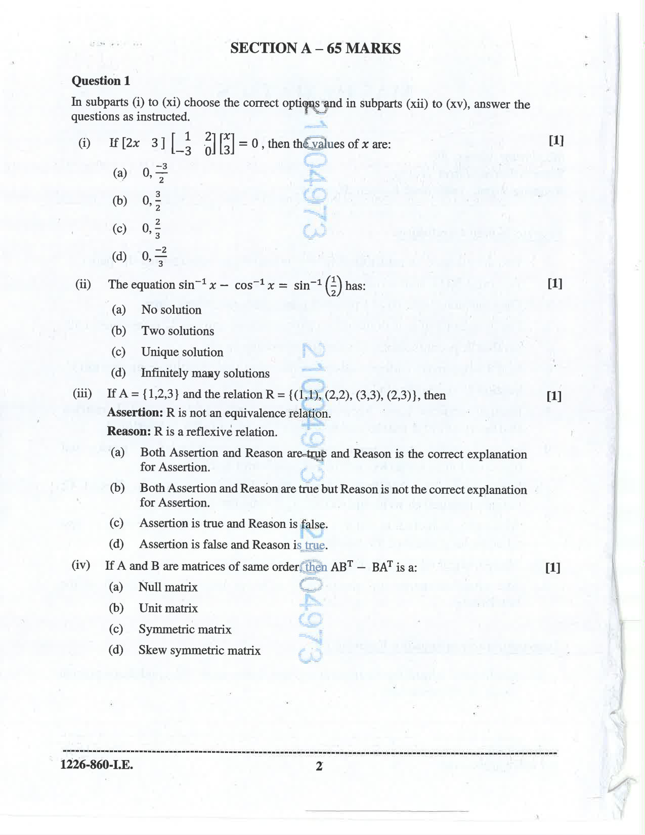 ISC 2026 Mathematics Improvement Examination Question Paper for Class 12 — page 2