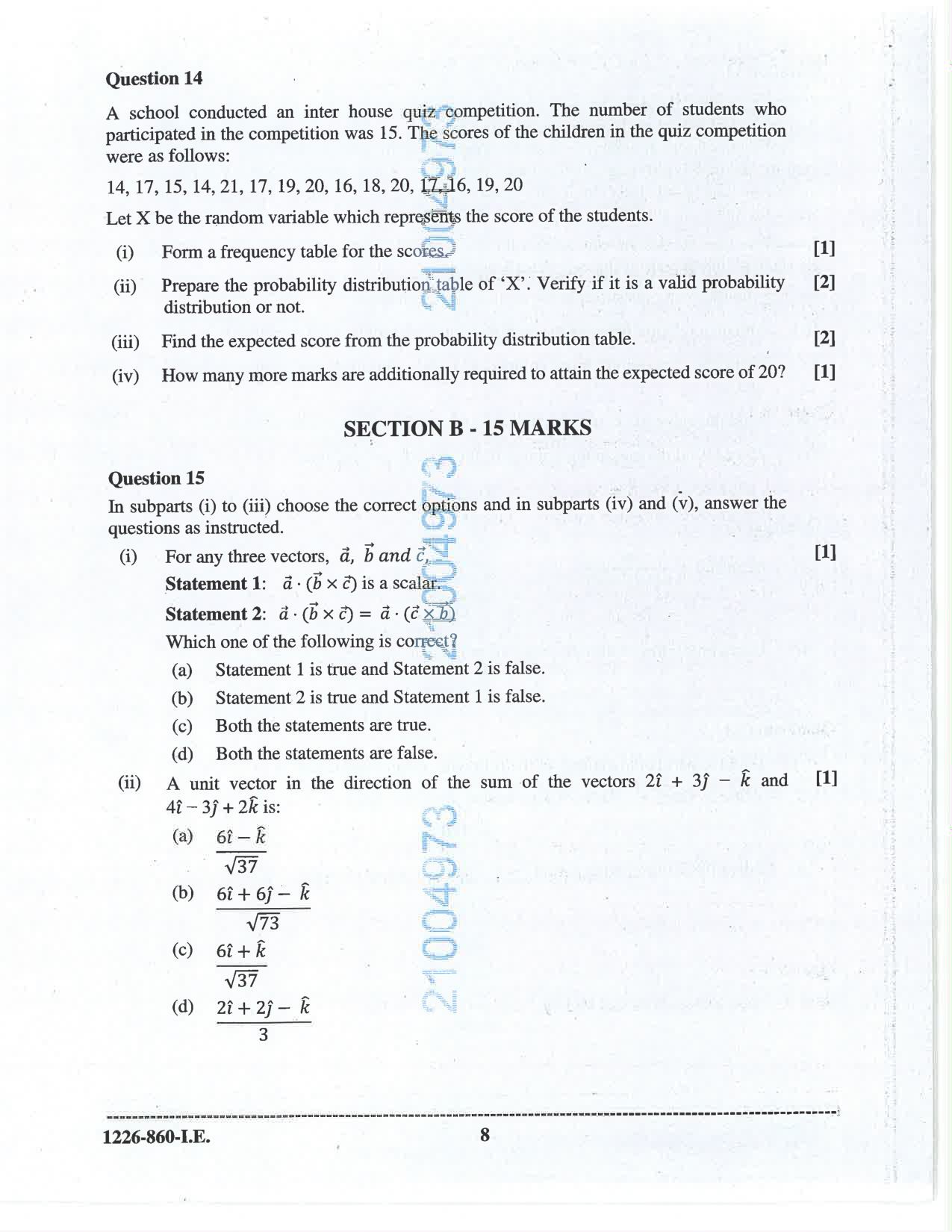 ISC 2026 Mathematics Improvement Examination Question Paper for Class 12 — page 8