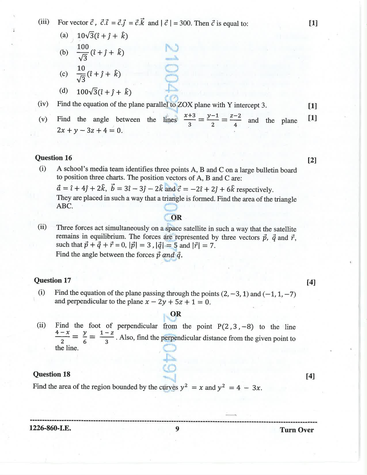 ISC 2026 Mathematics Improvement Examination Question Paper for Class 12 — page 9