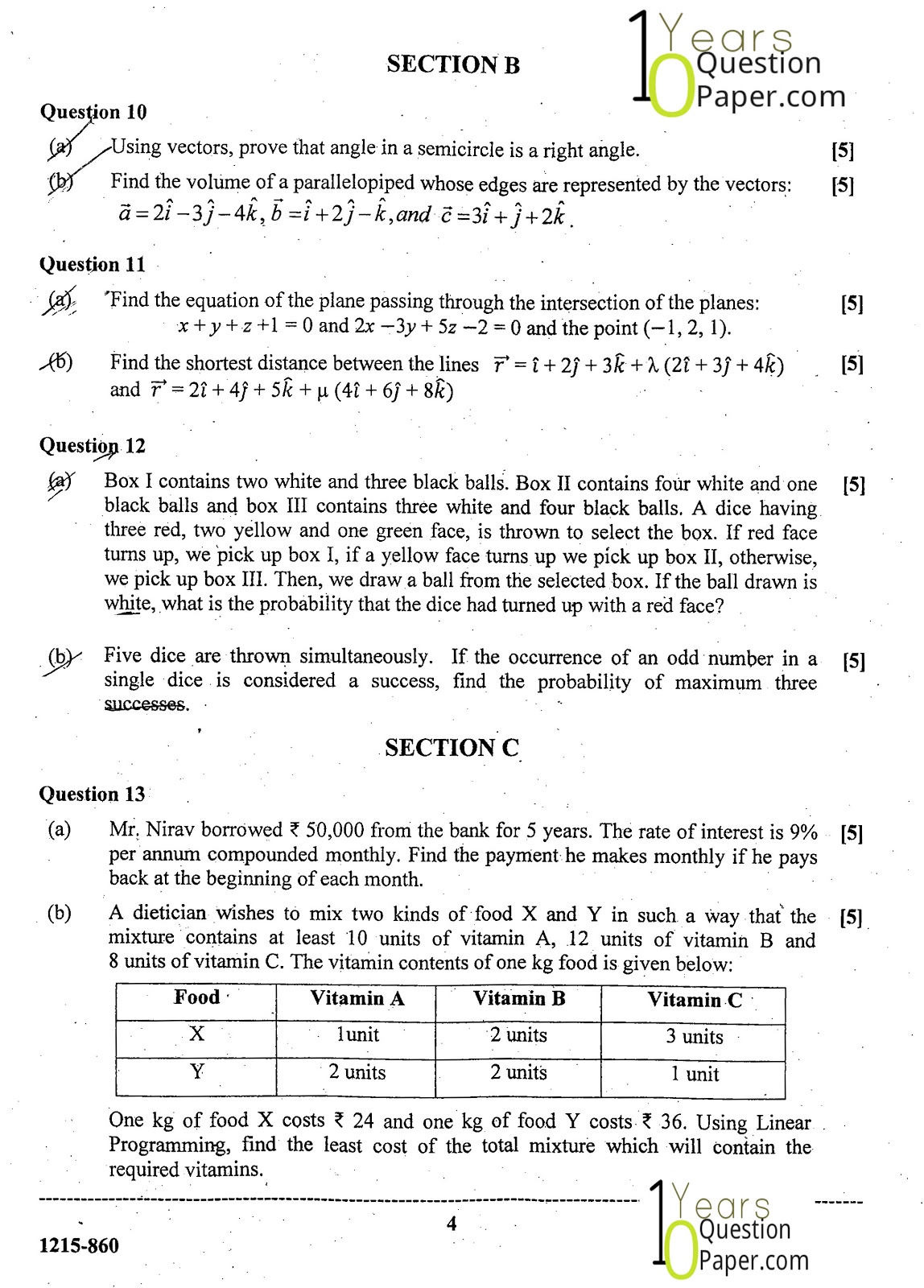 ISC Class 12 Mathematics 2015 Question Paper