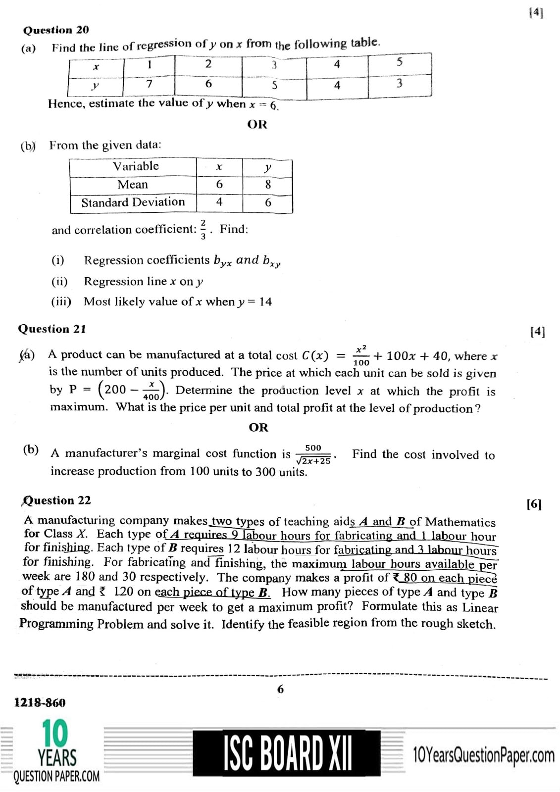 ISC Class 12 Mathematics 2018 Question Paper