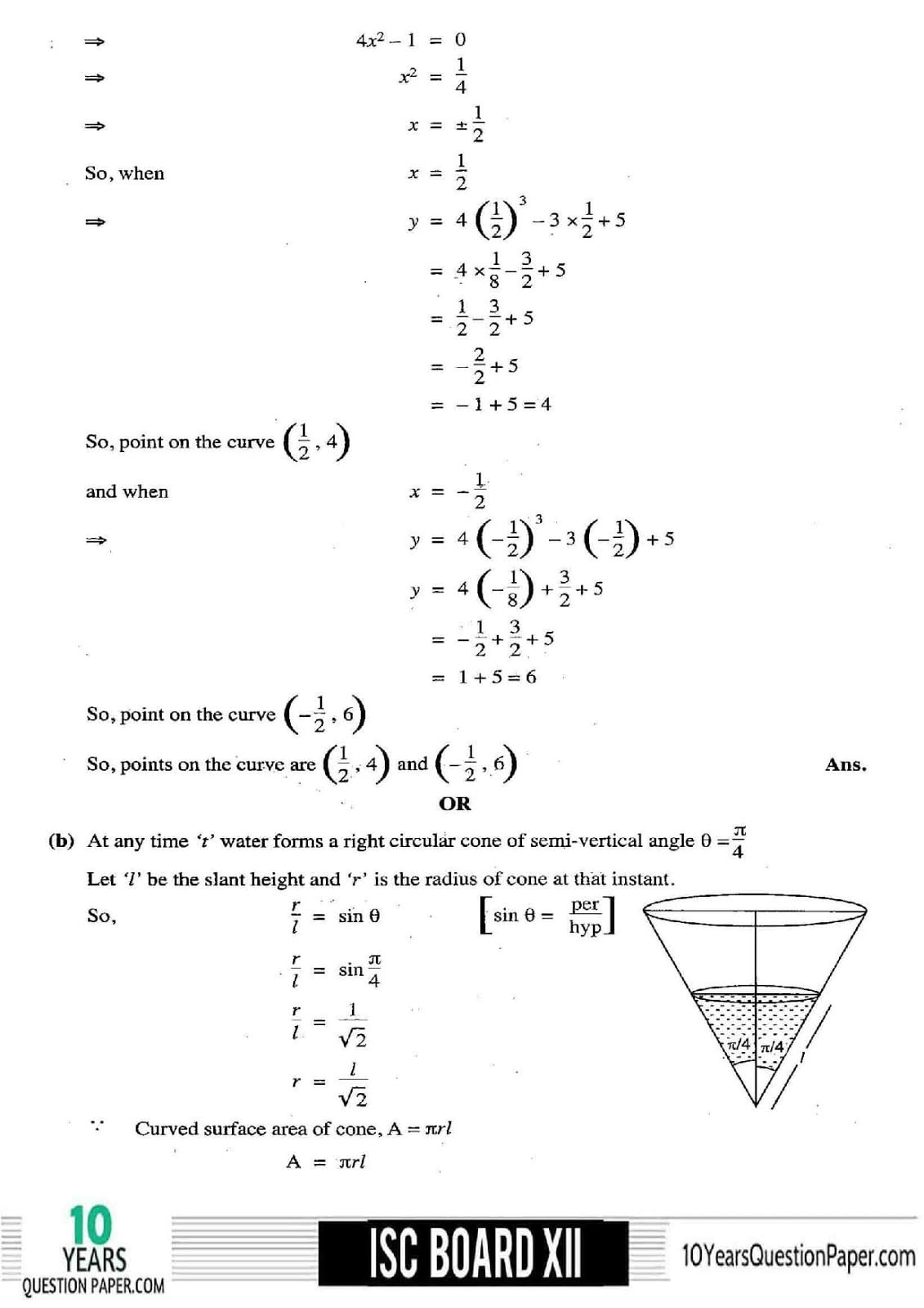 ISC Class 12 Mathematics 2018 Solved Paper