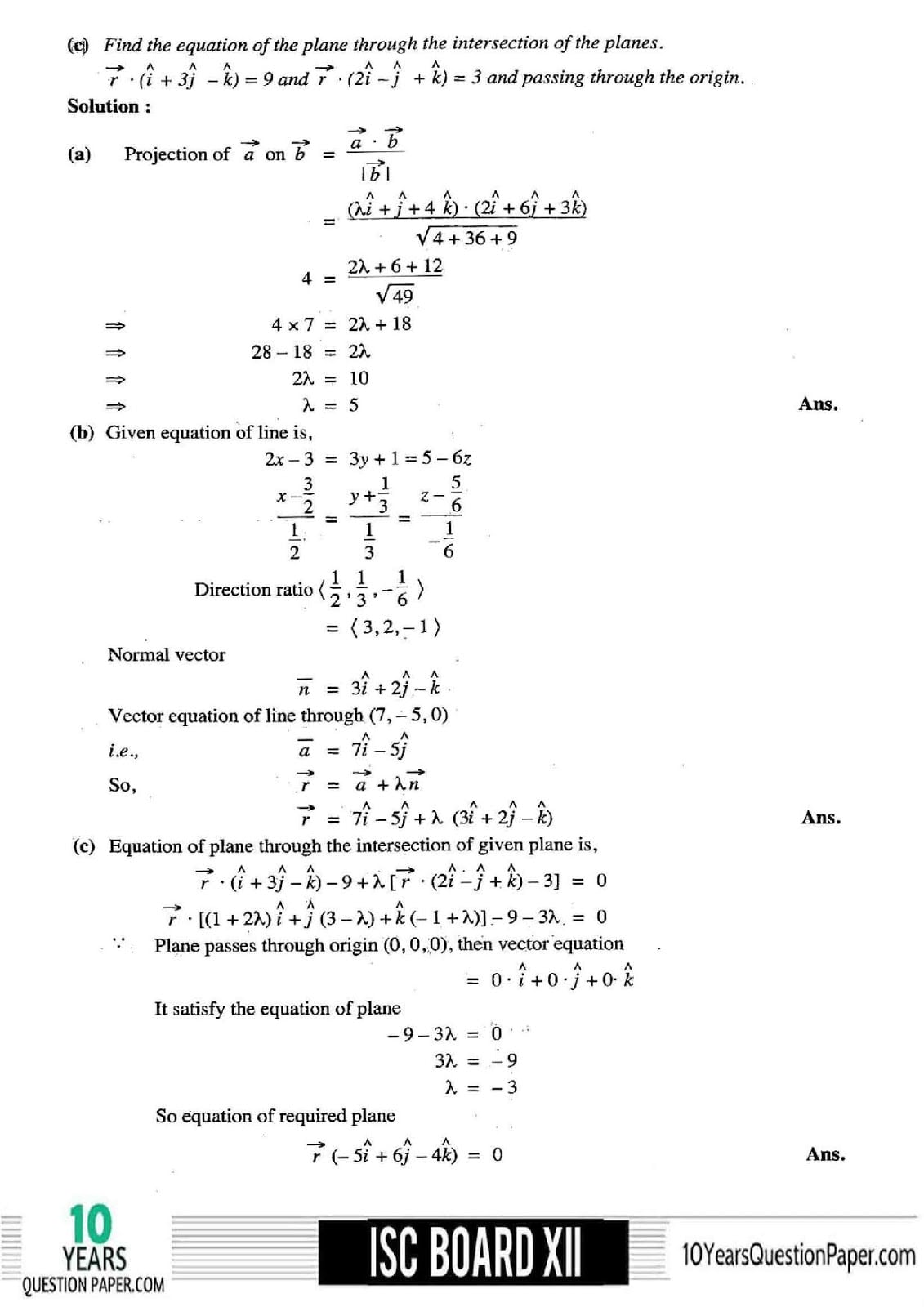 ISC Class 12 Mathematics 2018 Solved Paper