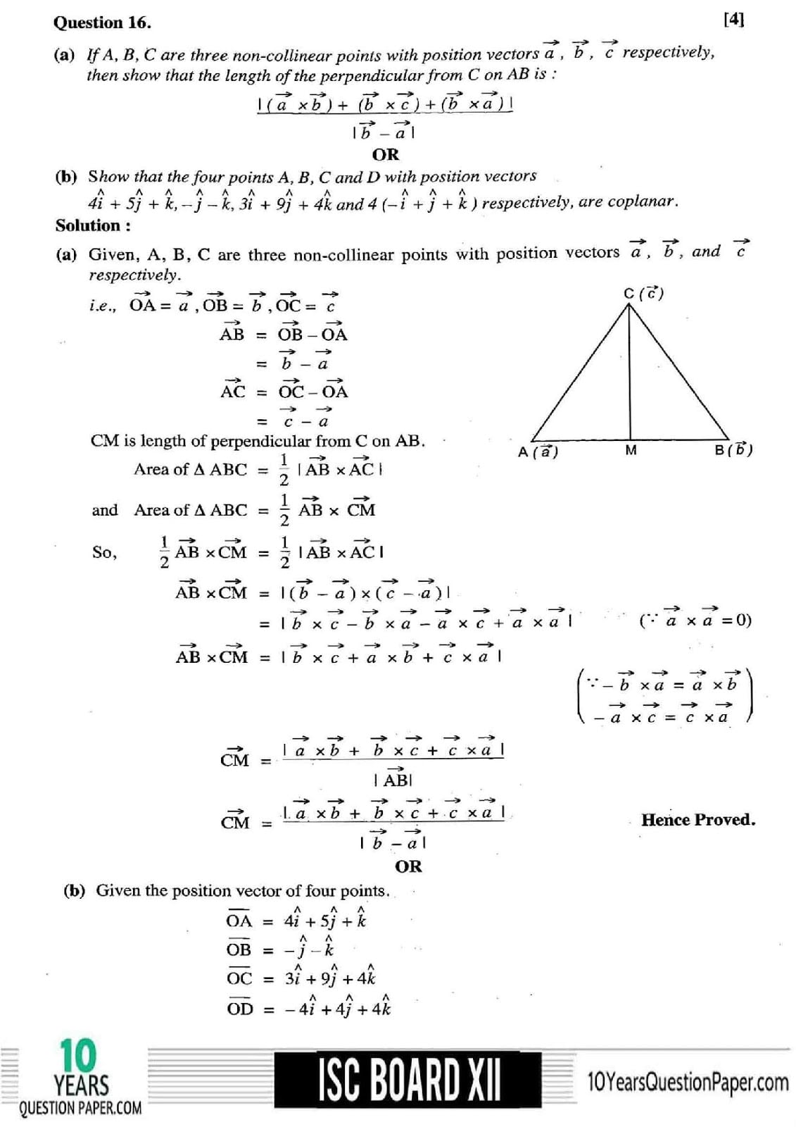 ISC Class 12 Mathematics 2018 Solved Paper