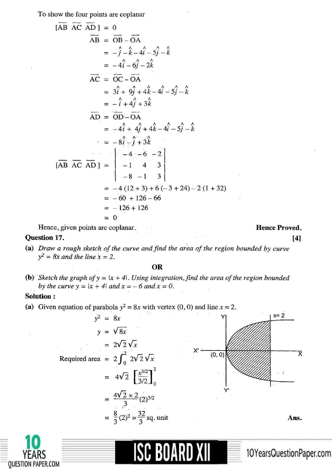 ISC Class 12 Mathematics 2018 Solved Paper