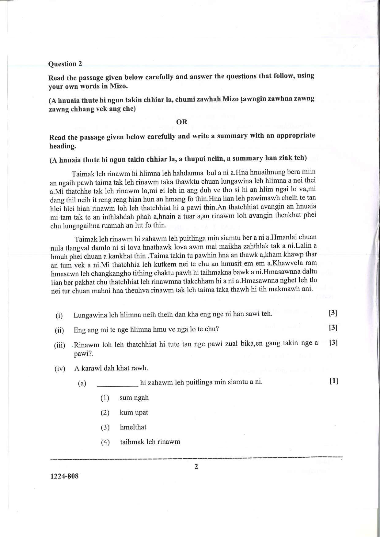 ISC 2024 Mizo Question Paper for Class 12 — page 2