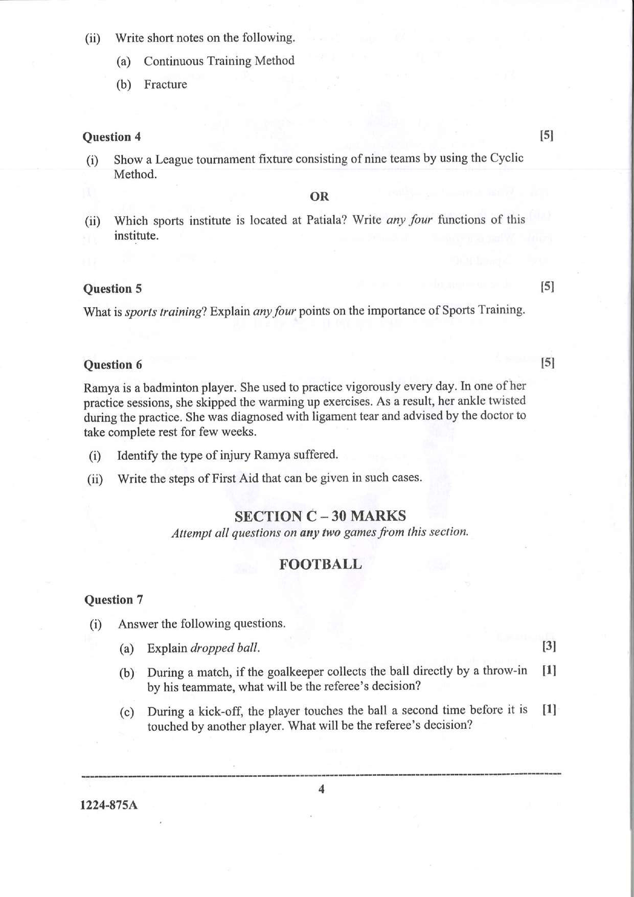 ISC 2024 Physical Education Question Paper for Class 12 — page 4