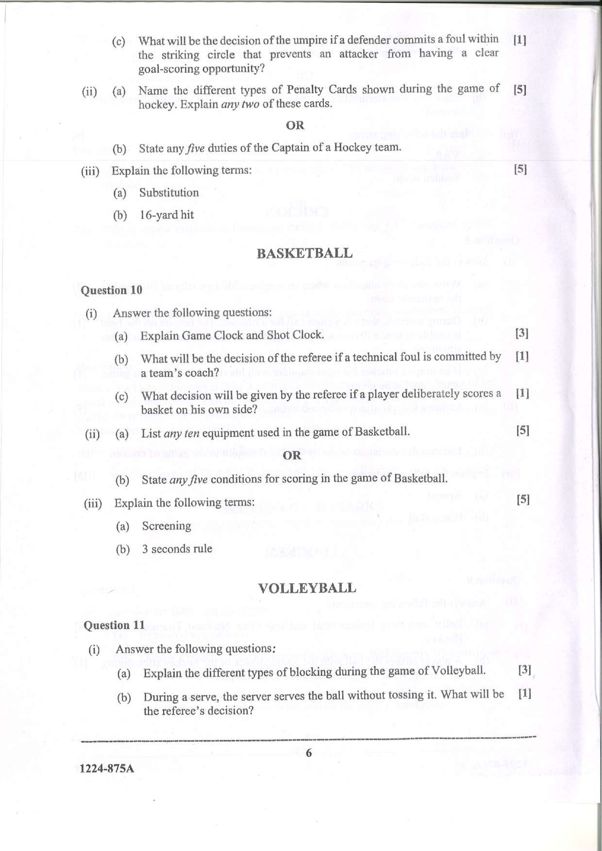 ISC 2024 Physical Education Question Paper for Class 12 — page 6