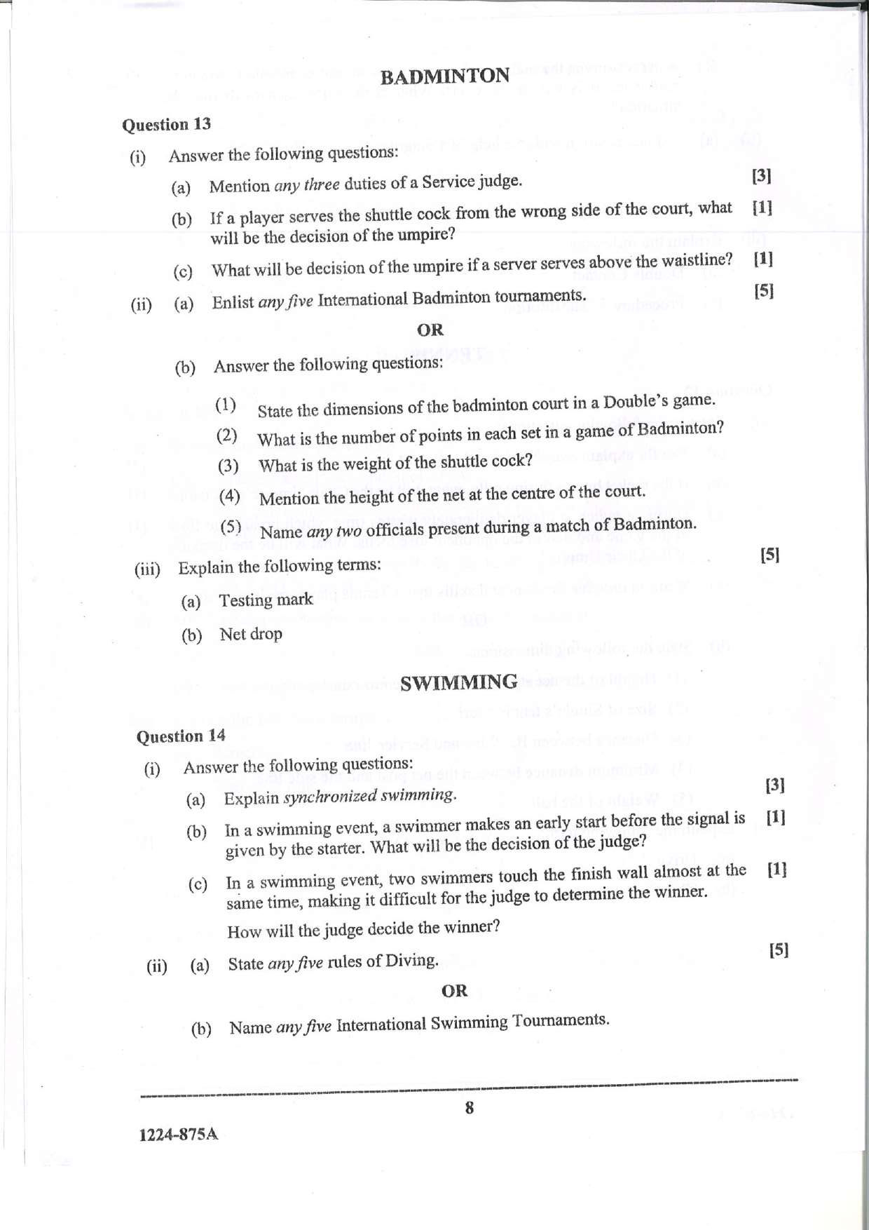 ISC 2024 Physical Education Question Paper for Class 12 — page 8