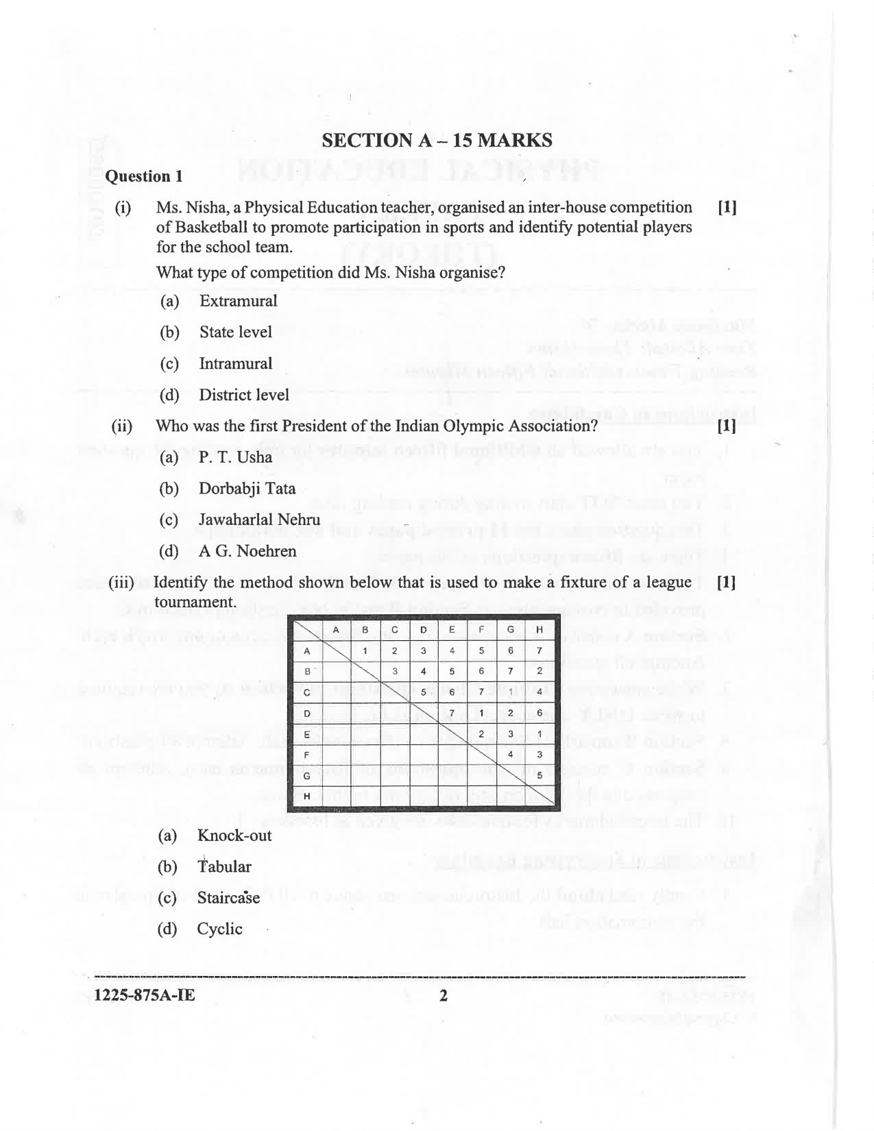 ISC 2025 Physical Education Improvement Examination Question Paper for Class 12 — page 2