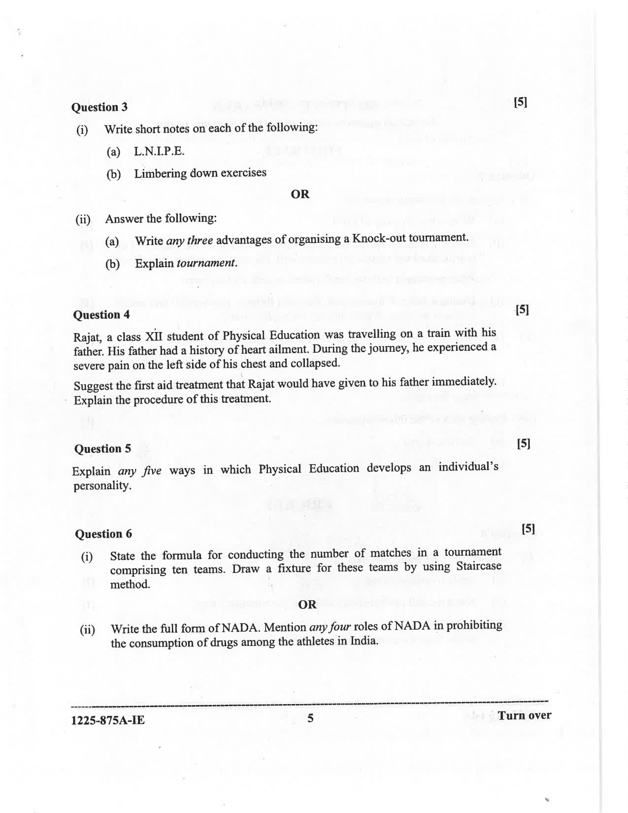 ISC 2025 Physical Education Improvement Examination Question Paper for Class 12 — page 5